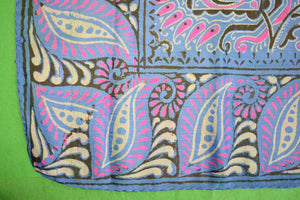 "Indian Batik Royal Blue & Fuchsia Silk Scarf" (SOLD)