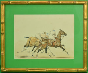 'Two Polo Players' c.1930's Watercolor by Paul Desmond Brown (1893-1958)