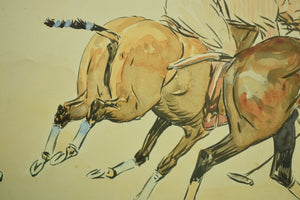 Paul Desmond Brown Two Polo Players Watercolor