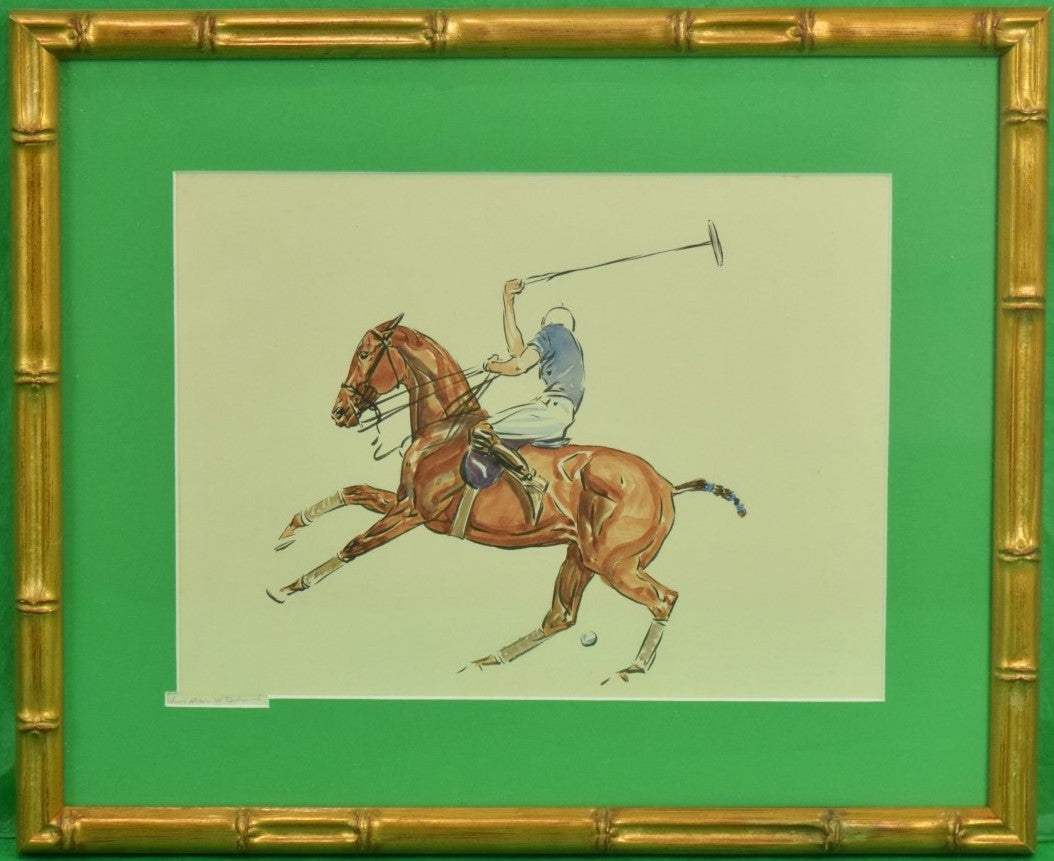 'Polo Player' c1930s Watercolor by Paul Desmond Brown (1893-1958)