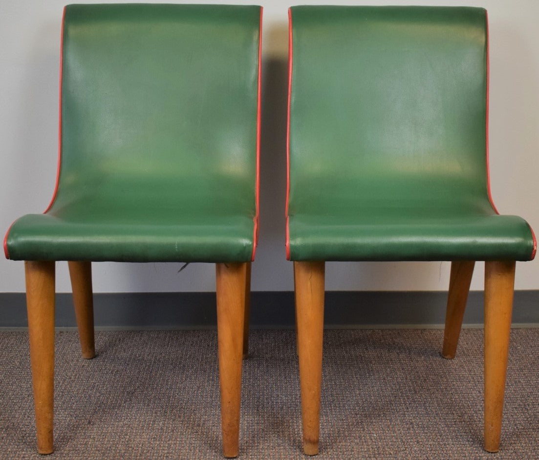 Fab Pair of Gucci Red & Green Upholstered Palm Beach Salon Side Chairs