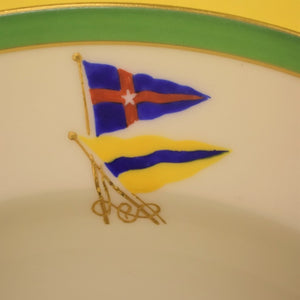 "Pair x New York Yacht Club x Private Burgee Flag c1930s Lenox China Soup Bowls"