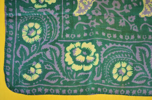 Green & Lavender Batik Floral Silk Scarf