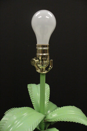 Palm Beach Frond Leaf Bamboo Metal Stem Table c1950s Lamp