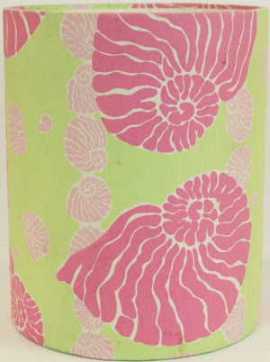 "Lilly Pulitzer Pink Conch Shell w/ Lime Green Wastebasket"
