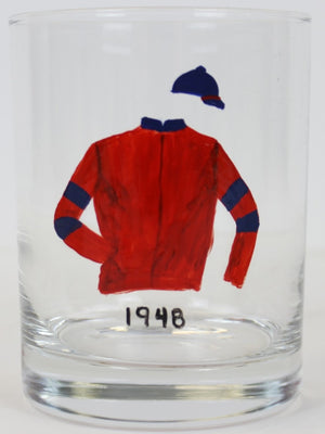 Set of 10 Hand-Painted Jockey Old-Fashioned Glasses