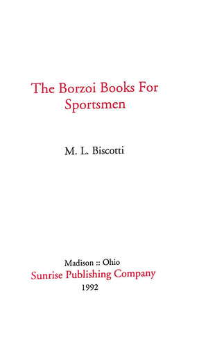 "The Borzoi Books For Sportsmen" 1992 BISCOTTI, M. L.