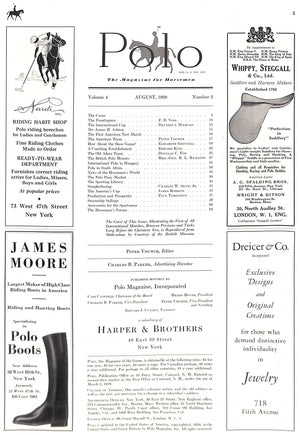"Polo Magazine August, 1930" VISCHER, Peter [editor]