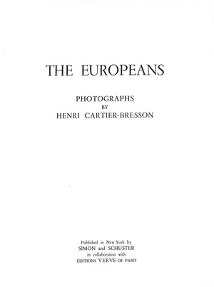 "The Europeans: Photographs" 1955 CARTIER-BRESSON, Henri