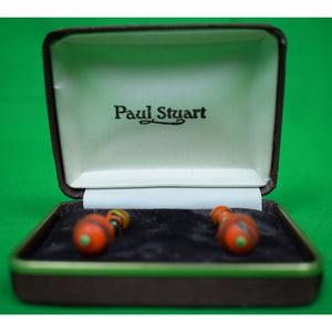 "Paul Stuart Orange/ Green 'Ball' Quartz Cufflinks" (New in Box)