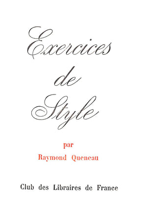 "Exercices De Style" 1956 QUENEAU, Raymond