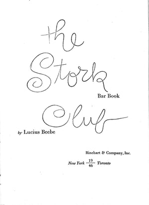 "The Stork Club Bar Book" 1946 BEEBE, Lucius