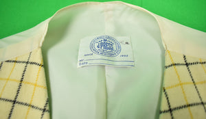 "J. Press English Merino Lambswool Tattersall Navy/ Yellow on Cream Vest" Sz 41R