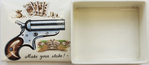 "Make Your Stake!" Porcelain Playing Card/ Cufflink Box