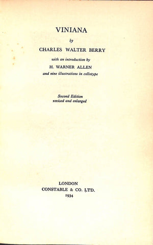 "Viniana" 1934 BERRY, Charles Walter