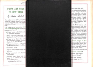 "Knife And Fork In New York: Where To Eat What To Order" 1949 MACKALL, Lawton (INSCRIBED)