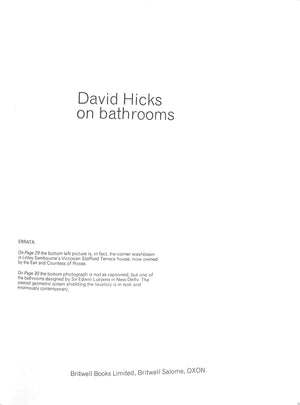 "David Hicks On Bathrooms" 1970 HICKS, David