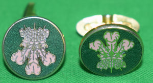 "Pair x Prince of Wales Three Feathers Enamel T-Back Cufflinks"