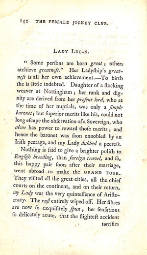 "The Female Jockey Club, Or A Sketch Of The Manners Of The Age" 1794