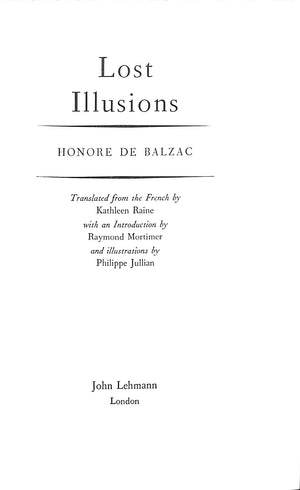 "Lost Illusions" 1951 DE BALZAC, Honore