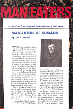 "Man-Eaters Of Kumaon" 1946 CORBETT, Jim (SOLD)
