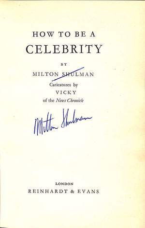 "How To Be A Celebrity" 1950 SHULMAN, Milton