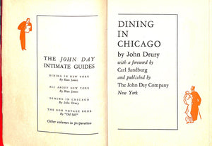 "Dining In Chicago An Intimate Guide" 1931 DRURY, John