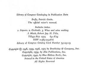 "The Official Mixer's Manual" 1975 DUFFY, Patrick Gavin