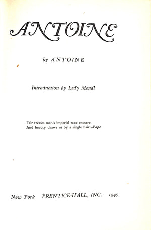 "Antoine" By Antoine 1945 (INSCRIBED) (SOLD)