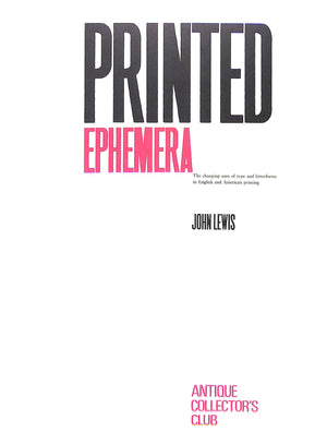 "Printed Ephemera" 1962 LEWIS, John