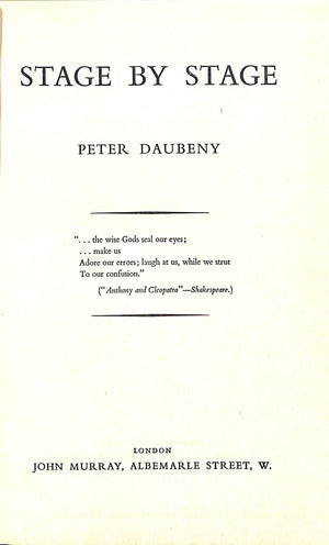 "Stage By Stage" 1952 DAUBENY, Peter