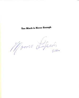 "Too Much Is Never Enough An Autobiography" 1996 LAPIDUS, Morris