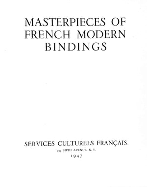 "Masterpieces Of French Modern Bindings" 1947
