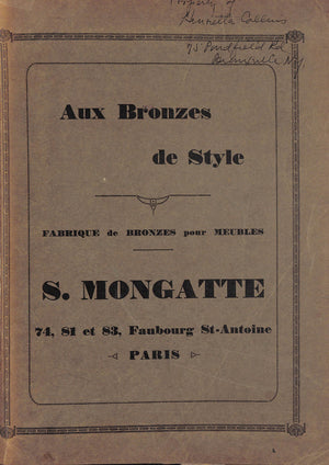 "Aux Bronzes De Style Fabrique De Bronzes Pour Meubles" MONGATTE, S.