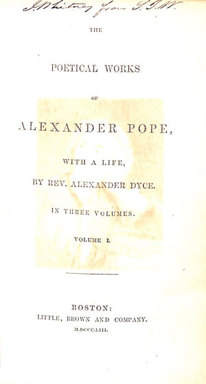 "Pope's Poetical Works: Volumes I, II, III" 1853 POPE, Alexander