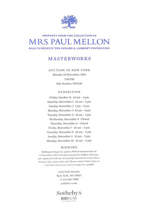 "Masterworks: Property From The Collection Of Mrs. Paul Mellon" 10 November 2014 (SOLD)