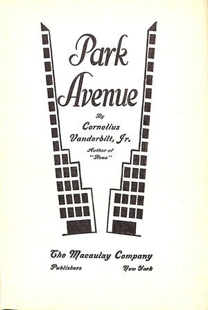 "Park Avenue" 1931 VANDERBILT, Cornelius Jr.