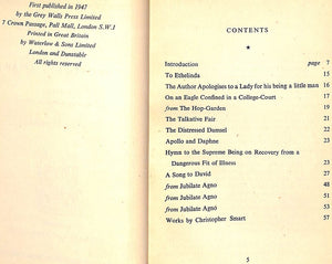 "Selected Poems By Christopher Smart" 1947 SMART, Christopher