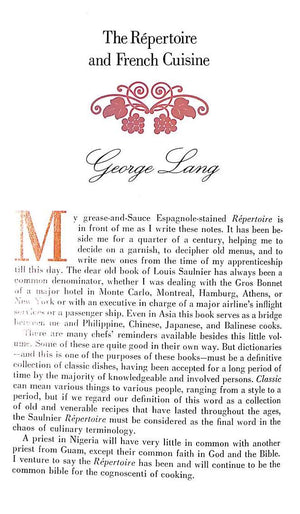 "Le Repertoire De La Cuisine: The World Renowned Classic Used By The Experts" 1976 SAULNIER, Louis