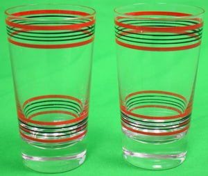 "Set x 11 Red/ Black Stripe c1930s Art Deco Cocktail Glasses"