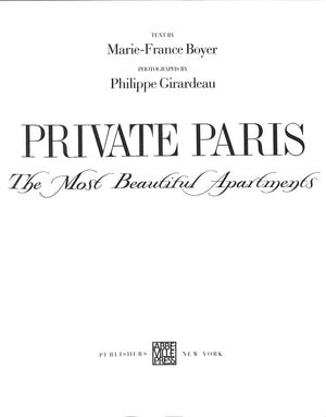 "Private Paris: The Most Beautiful Apartments" 1988 BOYER, Marie-France [text by]