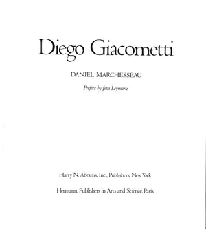 "Diego Giacometti" 1986 MARCHESSEAU, Daniel