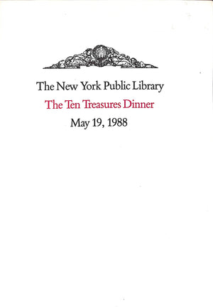 The New York Public Library: The Ten Treasures Dinner: May 19, 1988