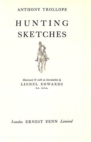 "Hunting Sketches" 1952 TROLLOPE, Anthony & EDWARDS, Lionel