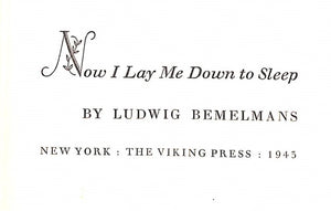 "Now I Lay Me Down To Sleep" 1945 BEMELMANS, Ludwig