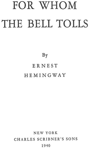 "For Whom The Bell Tolls" 1968 HEMINGWAY, Ernest