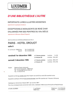 D'une Bibliothèque L'autre Importants Livres Illustrés Modernes - Loudmer Paris Hôtel Drouot 1-2.12.1995