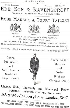 "Dress Worn At His Majesty's Court Issued With The Authority Of The Lord Chaberlain" 1912 TRENDELL, Herbert A.P.