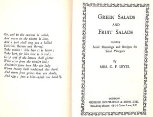 "Green Salads and Fruit Salads" 1925 LEYEL, Mrs. C.F.