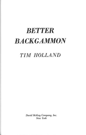 "Better Backgammon" 1974 HOLLAND, Tim